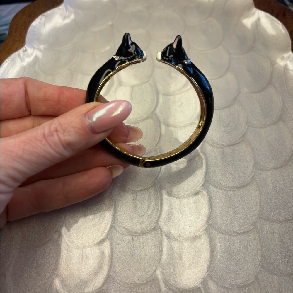 Kate Spade Black and Gold Dog Bangle Bracelet
